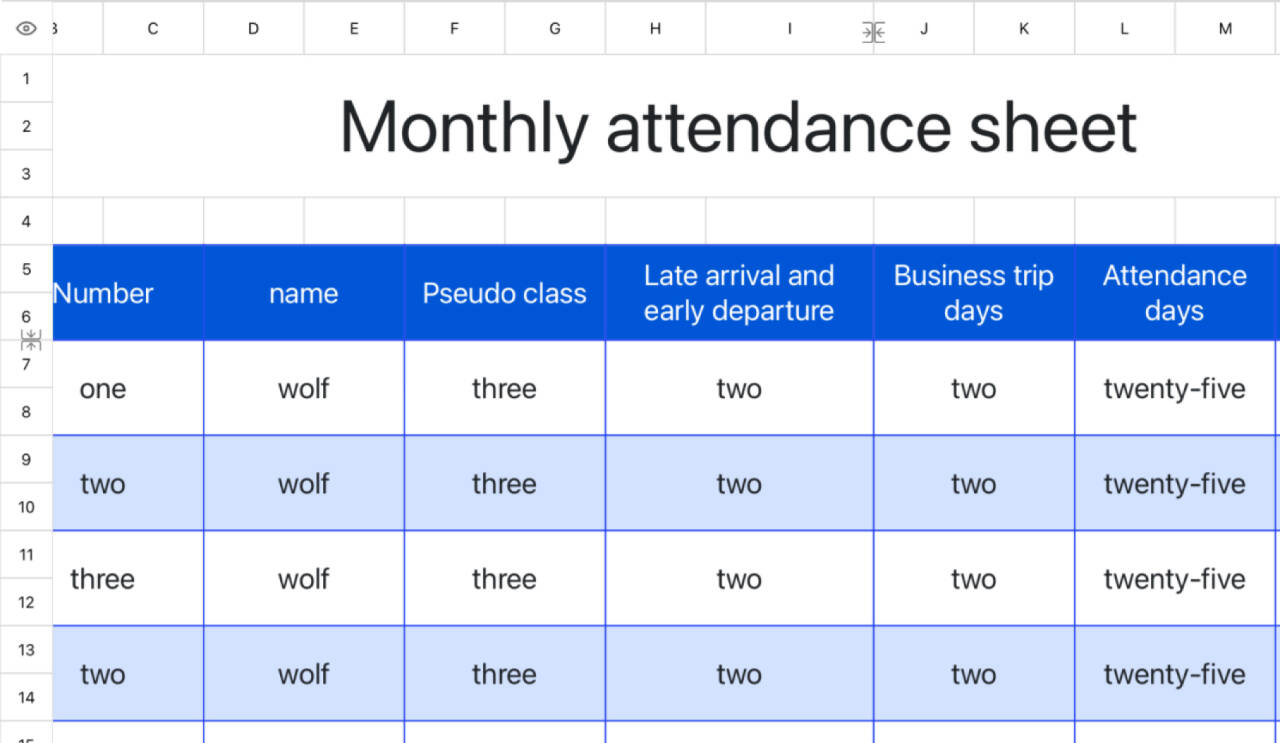 Monthly attendance sheet 2 1